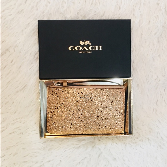 Coach F38641 Gold Boxed Star Glitter Wristlet - Picture 8 of 8